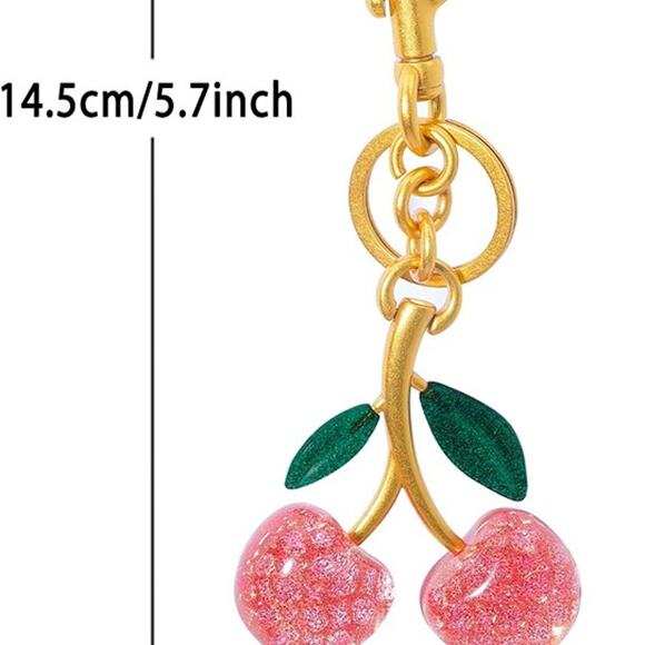 Keychain Cherry Bag Charms Purse - Crystal Pink - Picture 4 of 6